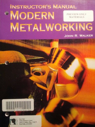 Beispielbild fr Modern Metalworking Instructor's Manual zum Verkauf von Better World Books