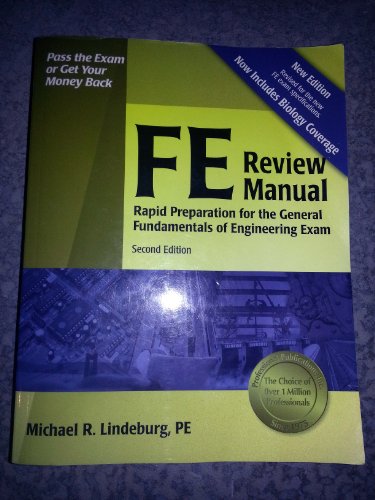 Beispielbild fr FE Review Manual: Rapid Preparation for the General Fundamentals of Engineering Exam (F E Review Manual), 2nd ed. zum Verkauf von Hafa Adai Books