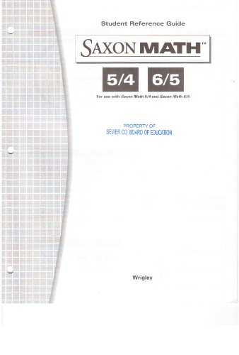 Beispielbild fr Saxon Math 5/4-6/5 Student Reference Guide zum Verkauf von Allied Book Company Inc.