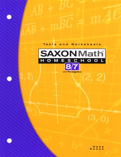 Beispielbild fr Saxon Math 8/7 Homeschool: Testing Book 3rd Edition zum Verkauf von HPB-Diamond