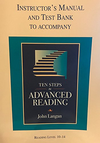 9781591940890: Instructor;'s Manual and Test Bank to Accompany Ten Steps to Advanced Reading- Reading Level 10-14
