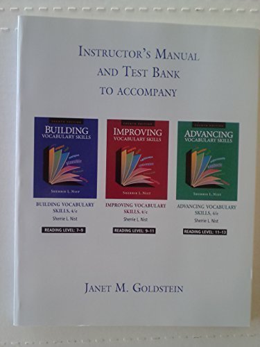 Stock image for Instructor's Manual and Test Bank to Accompany Vocabulary Skills Series (Vocabulary Skills Series) by Janet M Goldstein (2010-05-04) for sale by HPB-Red