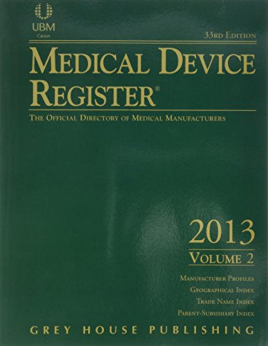 9781592378807: Medical Device Register 2013: The Official Directory of Medical Manufacturers