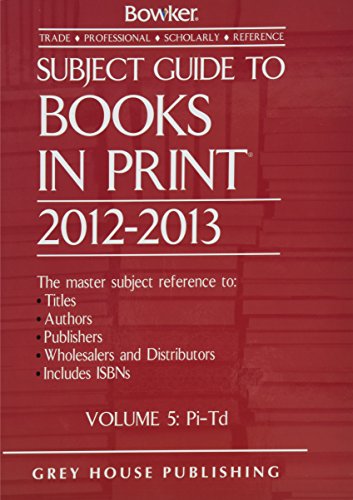 Imagen de archivo de Subject Guide to Books in Print 2012-2013 a la venta por Better World Books: West