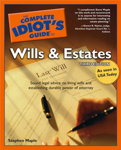 Imagen de archivo de The Complete Idiot's Guide to Wills and Estates, Third Edition a la venta por Wonder Book