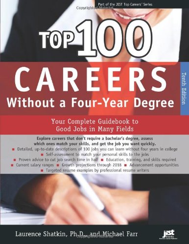 Beispielbild fr Top 100 Careers Without a Four-Year Degree : Your Complete Guidebook to Good Jobs in Many Fields zum Verkauf von Better World Books: West