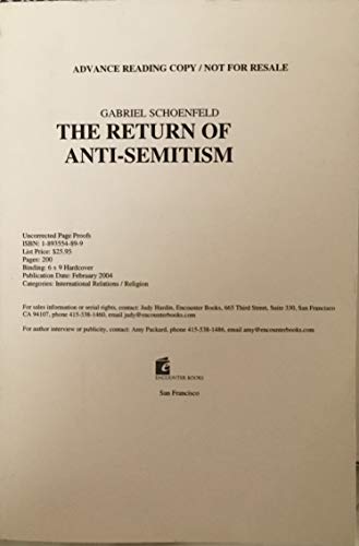 Beispielbild fr The Return of Anti-Semitism zum Verkauf von Better World Books