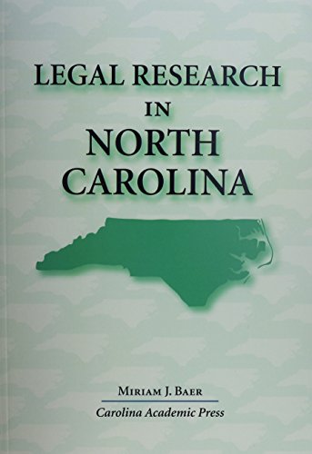 Beispielbild fr Legal Research In North Carolina zum Verkauf von SecondSale