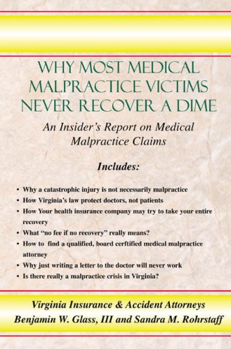 Why Most Medical Malpractice Victims Never Recover a Dime (9781595710840) by Benjamin W. Glass; III