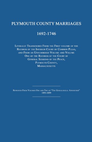 Stock image for Plymouth County Marriages 1692-1746 [Massachusetts] for sale by Janaway Publishing Inc.