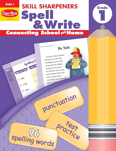Stock image for Evan-Moor Skill Sharpeners Spell and Write Workbook, Grade 1, Spelling Patterns, Test Prep, Word Families, Short Vowels, Grammar, Punctuation, Creative Writing, Vocabulary, Activities, Homeschool for sale by Red's Corner LLC
