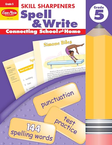 Stock image for Evan-Moor Skill Sharpeners Spell and Write Workbook, Grade 5, 144 Spelling Words, Test Prep, Compound Words, Conjunctions, Grammar, Punctuation, Creative Writing, Vocabulary, Activities, Homeschool for sale by Books Unplugged