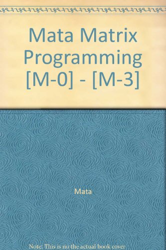 Beispielbild fr Mata Matrix Programming [M-0] - [M-3] zum Verkauf von Studibuch
