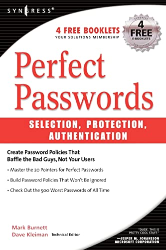 Beispielbild fr Perfect Passwords : Selection, Protection, Authentication zum Verkauf von Better World Books