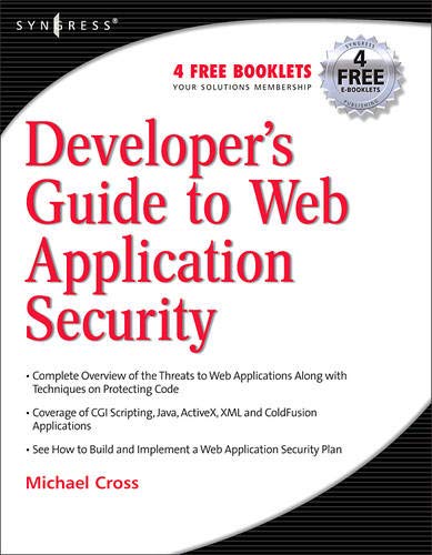Beispielbild fr Developer's Guide To Web Application Security zum Verkauf von Feldman's  Books