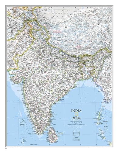 9781597750660: National Geographic India Wall Map - Classic (23.5 x 30.25 in) (National Geographic Reference Map)