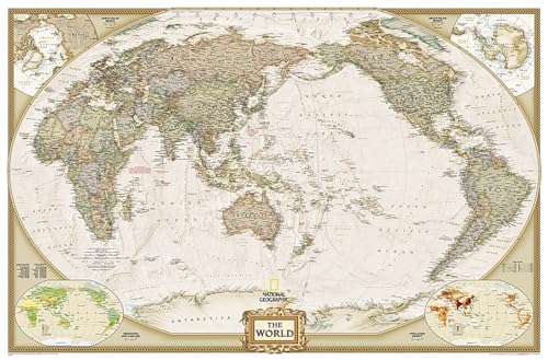 National Geographic World, Pacific Centered Wall Map - Executive - Laminated (Enlarged: 73 x 48 in) (National Geographic Reference Map) (9781597751377) by National Geographic Maps