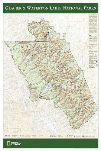 National Geographic Glacier and Waterton Lakes National Parks Wall Map (24 x 36 in) (National Geographic Reference Map) (9781597751438) by National Geographic Maps