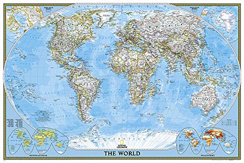 9781597752145: World Classic, poster size, laminated: Wall Maps World (National Geographic Reference Map)