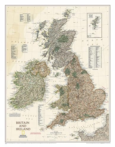 National Geographic: Britain and Ireland Executive Wall Map (23.5 x 30.25 inches) (National Geographic Reference Map) (9781597752701) by National Geographic Maps