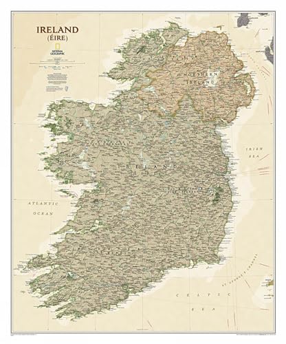 National Geographic Ireland Wall Map - Executive (30 x 36 in) (National Geographic Reference Map) (9781597753517) by National Geographic Maps