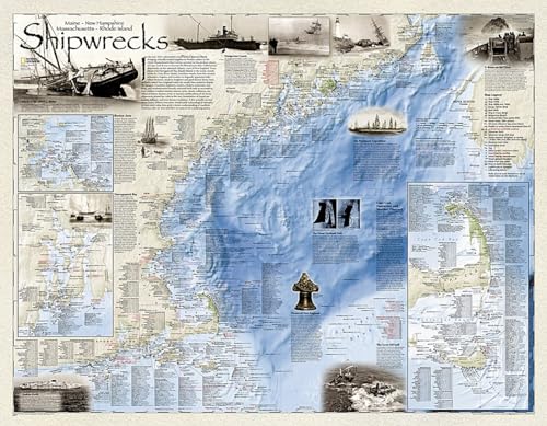National Geographic Shipwrecks of the Northeast Wall Map (36 x 28 in) (National Geographic Reference Map) (9781597754309) by National Geographic Maps