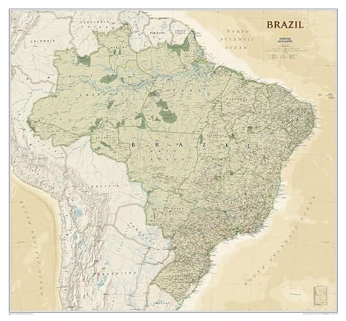 National Geographic Brazil Wall Map - Executive - Laminated (41 x 38 in) (National Geographic Reference Map) (9781597754354) by National Geographic Maps