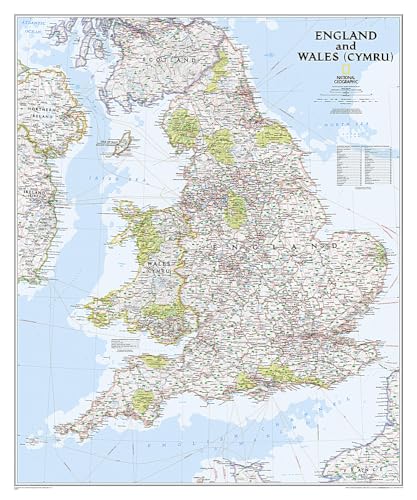 Stock image for National Geographic: England and Wales Classic Wall Map - Laminated (30 x 36 inches) (National Geographic Reference Map) for sale by Lakeside Books