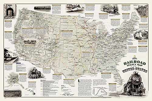 National Geographic: Railroad Legacy Map of the United States in gift box Wall Map (Poster Size: 36 x 24 inches) (National Geographic Reference Map) (9781597755436) by National Geographic Maps - Reference