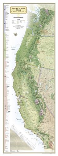 

National Geographic Pacific Crest Trail Wall Map Wall Map - Laminated (18 x 48 in) (National Geographic Reference Map)