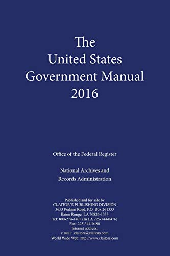 Beispielbild fr United States Government Manual (2016) zum Verkauf von Better World Books