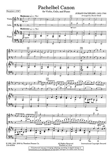 Imagen de archivo de Pachelbel Canon for Violin, Cello, and Piano a la venta por GF Books, Inc.