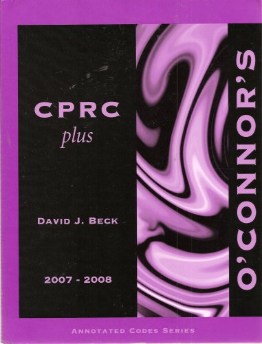 Stock image for O'Connor's CPRC plus Annotated Codes Series 2007 - 2008 for sale by HPB-Red