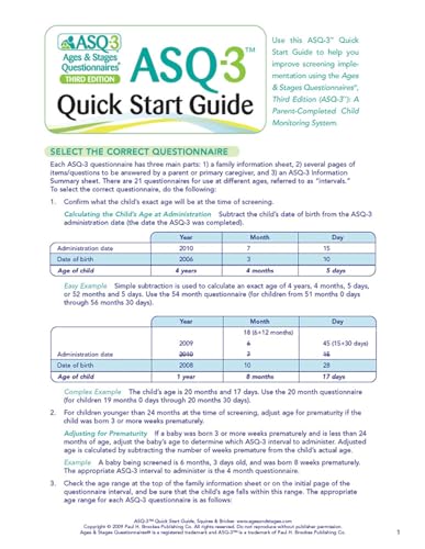 Beispielbild fr Ages &amp; Stages Questionnaires (ASQ-3): Quick Start Guide (English) zum Verkauf von Blackwell's