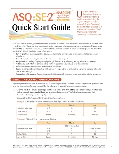 Beispielbild fr Ages &amp; Stages Questionnaires: Social-Emotional (ASQ:SE-2): Quick Start Guide (English) zum Verkauf von Blackwell's