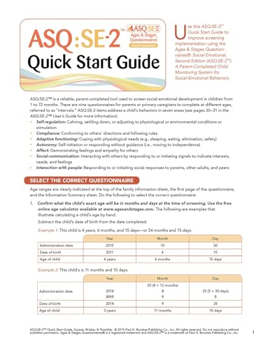 9781598579598: Ages & Stages Questionnaires: Social-Emotional (ASQ:SE-2): Quick Start Guide (English): A Parent-Completed Child Monitoring System for Social-Emotional Behaviors