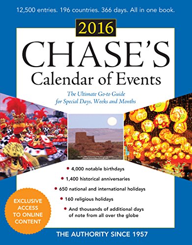 Beispielbild fr Chase's Calendar of Events 2016 : The Ultimate Go-To Guide for Special Days, Weeks and Months zum Verkauf von Better World Books