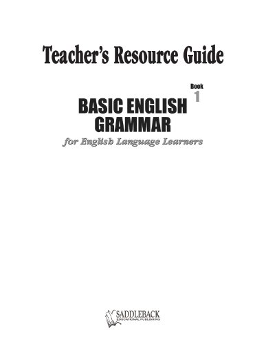 9781599052021: Basic English Grammar Book 1 Teacher's Resource Guide (Basic English Grammar for English Language Learners)