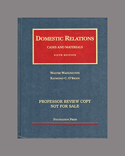 Stock image for Cases and Materials on Domestic Relations for sale by Better World Books