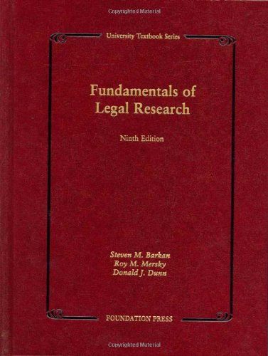 9781599412184: Fundamentals of Legal Research (University Casebook Series)