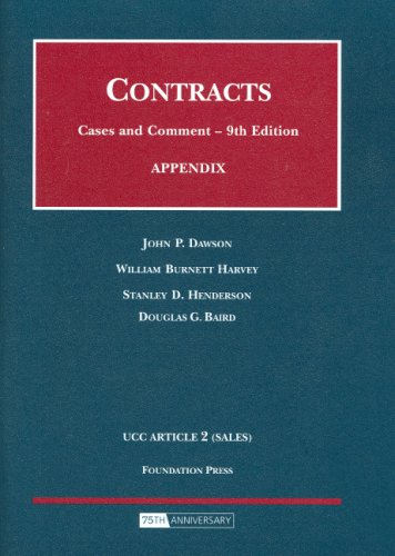 Beispielbild fr Appendix to Contracts : Cases and Comments zum Verkauf von Better World Books
