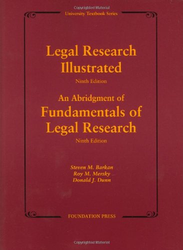 Beispielbild fr Legal Research Illustrated 9th Edition (University Textbook Series) zum Verkauf von HPB-Diamond
