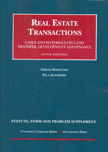 Imagen de archivo de Statute, Form and Problem Supplement to Real Estate Transactions (University Casebook Series) a la venta por HPB-Emerald