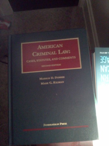 Beispielbild fr American Criminal Law : Cases, Statutes and Comments zum Verkauf von Better World Books