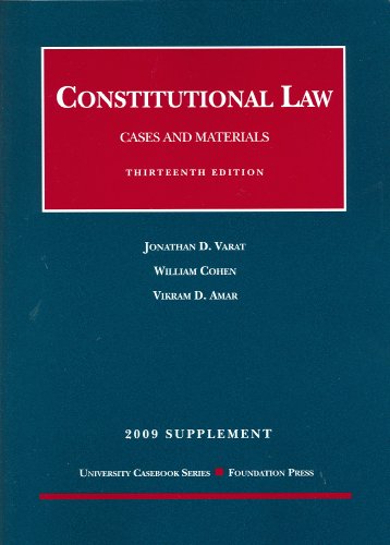 Beispielbild fr Constitutional Law, Cases and Materials, 13th, 2009 Supplement zum Verkauf von HPB Inc.