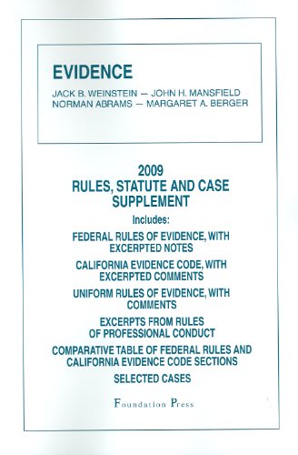 Stock image for Evidence, 2009 Rules and Statute Supplement for sale by Ergodebooks