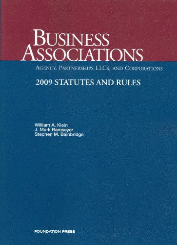 Beispielbild fr Business Associations-Agency, Partnerships, LLC's and Corporations, 2009 Statutes and Rules zum Verkauf von Better World Books