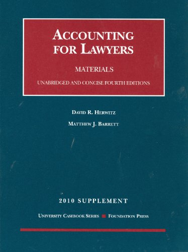 Imagen de archivo de Accounting for Lawyers, 4th, 2010 Supplement (University Casebook: Supplement) a la venta por Ergodebooks
