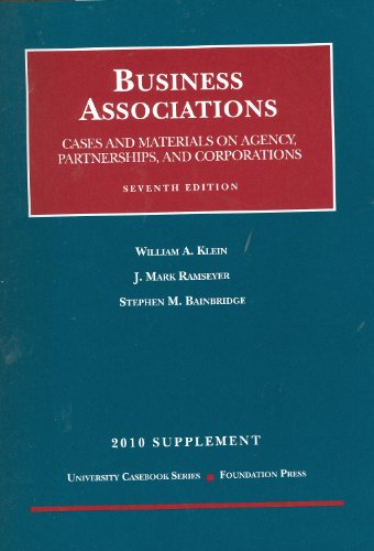 Beispielbild fr Business Associations Supplement: Cases and Materials on Agency, Partnerships, and Corporations zum Verkauf von ThriftBooks-Atlanta