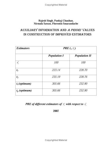 Beispielbild fr Auxiliary Information and a priori Values in Construction of Improved Estimators zum Verkauf von GuthrieBooks